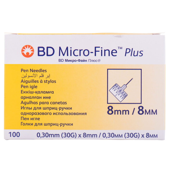Инсулиновые иглы БД Микро-Файн Плюс 8 мм 30G №100 