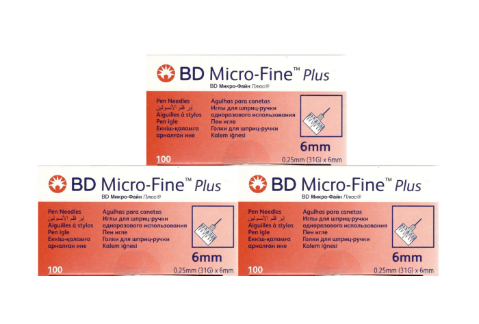 Инсулиновые иглы БД Микро-Файн Плюс 6 мм 31G №300 (3 упаковки) 