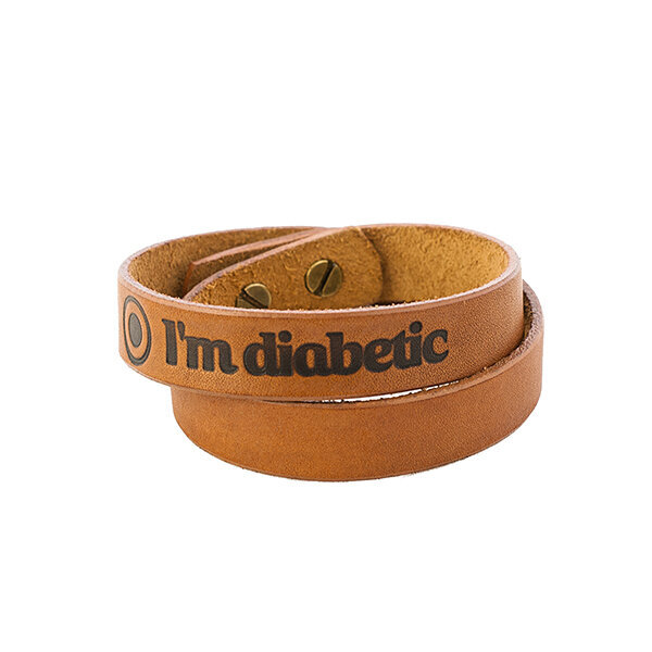 Кожаный браслет двойной "I'm Diabetic" 